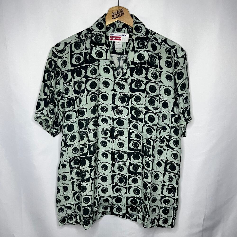SS17 2017 Supreme NYC x Comme Des Garcons CDG Eyes Rayon S/S Button Up Shirt S